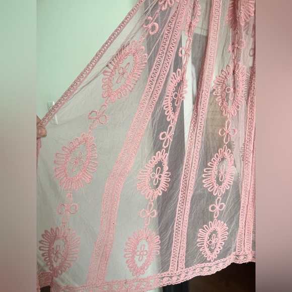 Forgotten Grace Womens Pink Lace Kimono Fairy Core Boho Festival Ethereal Small - Picture 8 of 9